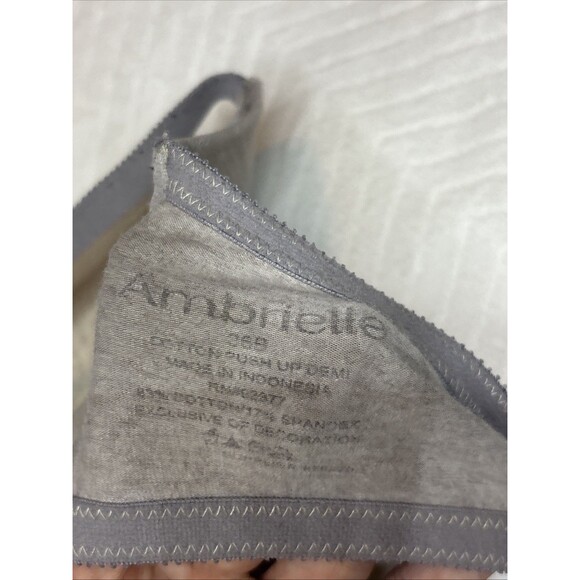 Ambrielle 36B Gray Push-Up Demi Bra Lightly Padded Underwire Everyday Wear - Picture 4 of 6